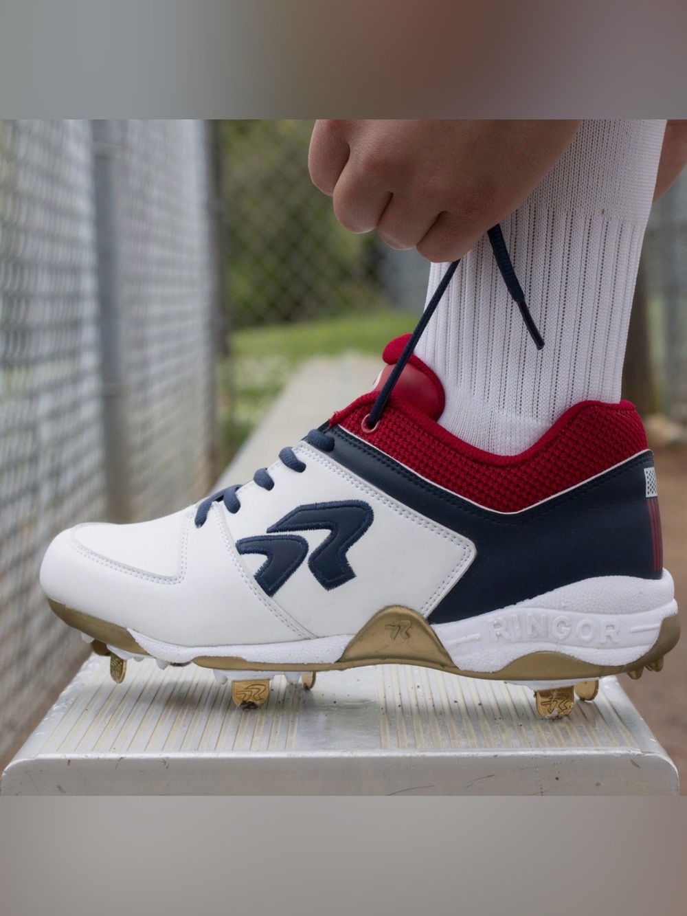 Ringor Women’s Cleats Limited Edition American Spirit Size 10, Red White & Navy!